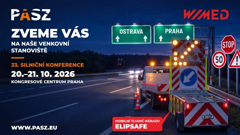 Pozvánka PASZ na 33. Silniční konferenci 20.–21. 10. 2026, Kongresové centrum Praha, venkovní stanoviště V7